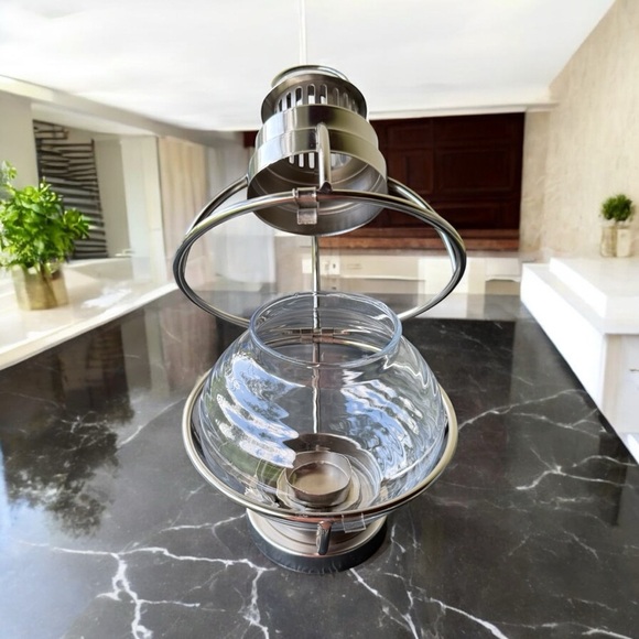 Nautical Style Silver Hanging Lantern Candle Holder Decorative Indoor - Picture 3 of 6